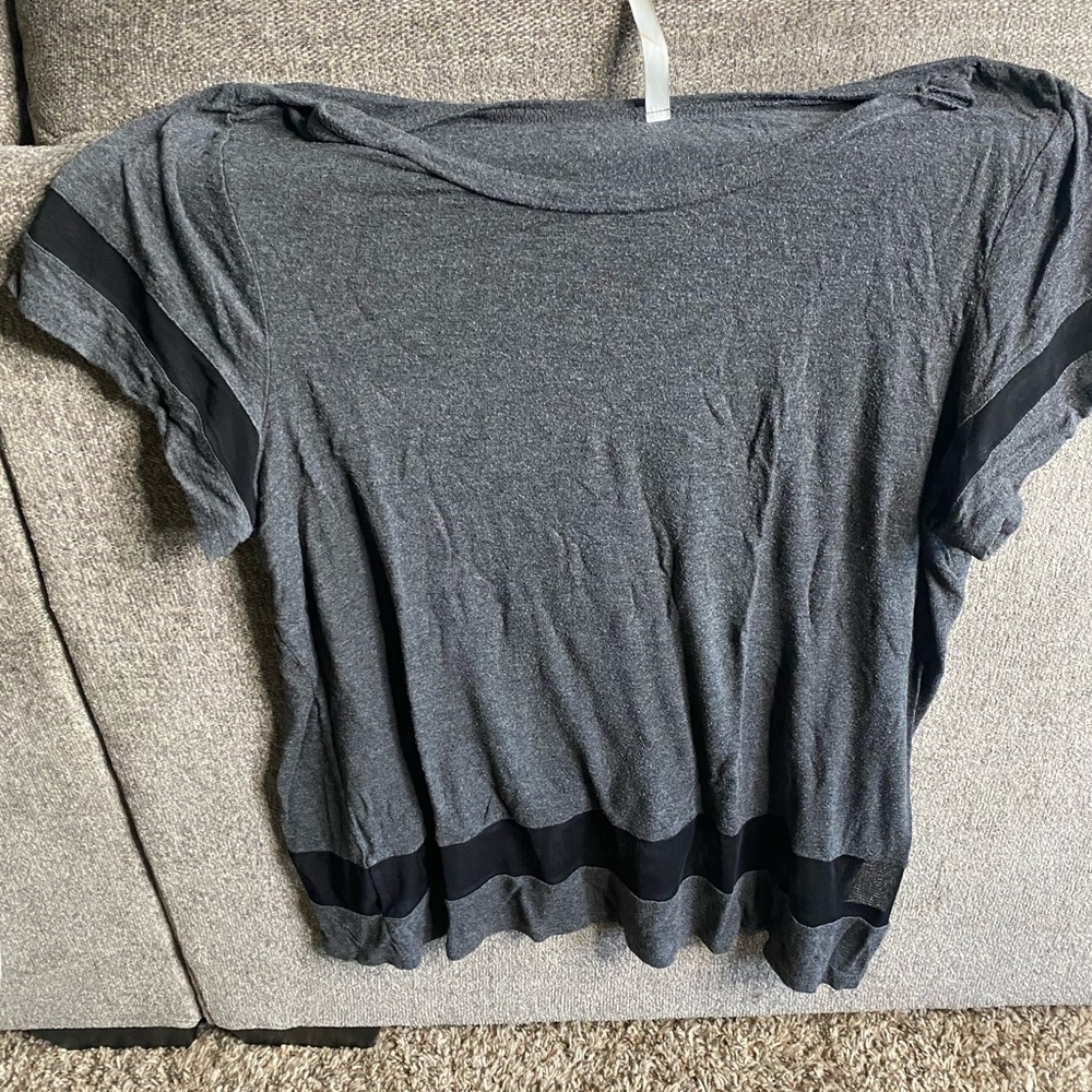 Grey tee with mesh cutouts